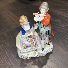 Vintage Capodimonte Dresden Couple Playing Flute & Lute Porcelain Figurine picture