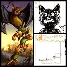 Matthew Kirscht Halloween Hand Sketch Postcard The Struggle Shiverbones Cat picture