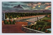 c1955 Linen Postcard San Antonio TX Texas Moonlight Over Olmos Dam Night picture