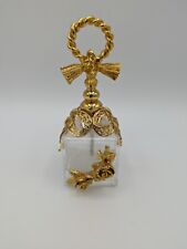 Vintage 1960’s Hollywood Regency Glass Perfume Bottle w/ Filigree Rose Accents picture