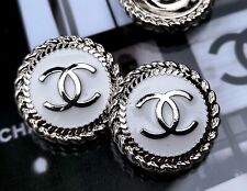 10 Chanel Steel Stamped CC White Silver Round Button 20mm Set of 10 picture
