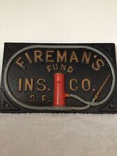 Fireman’s Fund Ins. Co. S.F. Cast Iron Sign picture