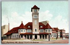 Portland, Maine ME - Grand Central Trunk Railroad Station - Vintage Postcard picture