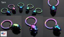 5pcs Neon Rainbow Colorful Cute Pig Charm Pendant Keychain Key Ring Chain Gifts picture