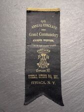 1880 ITHACA, NY KNIGHTS TEMPLAR 67TH CONCLAVE COURTLAND #50 RIBBON B232 picture