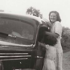 Vintage Snapshot Photo Cute Women Posing With Classic Car Woman In Drivers Seat picture