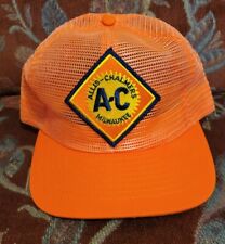Vtg Allis-Chalmers Orange Full Mesh Trucker Hat Cap Patch Made in USA picture