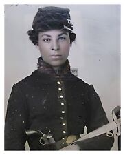 CATHAY WILLIAMS ONLY FEMALE BUFFALO SOLDIER UNION CIVIL WAR 8X10 COLORIZED PHOTO picture