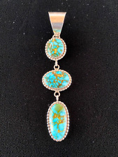 Navajo Native American Sterling 3 Stone Pendant-Fantastic Sonoran Gold Turquoise picture