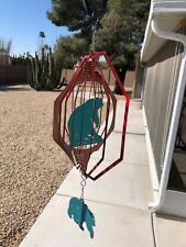 Handmade Octagon Metal Wind Spinner yard art Metallic Turquoise SW  Bear  12x17 picture