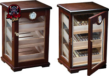 Milano Countertop Display Cigar Humidor with 4 Glass Sides & Angled Trays - up t picture