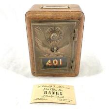 Vintage Wood And Bronze Combination Lock Post Office Box Bank 401 Works picture