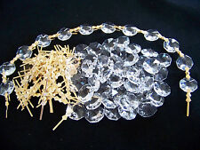 6  FT. DIY 30 % LEAD CRYSTAL CHANDELIER/WEDDING CHAIN GOLD/BRASS picture