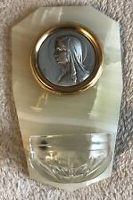 RARE EXQUISITE FRENCH EARLY 20TH CENTURY ENGRAVED MADONNA HOLY WATER FONT ONYX picture