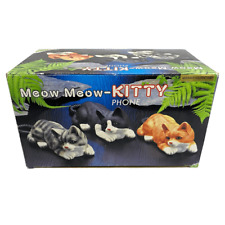 Vintage Meow Meow Kitty Phone Novelty Landline Orange Tabby Cat Phone in Box picture