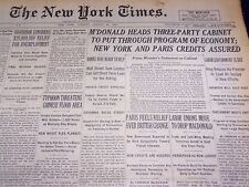 1931 AUG 25 NEW YORK TIMES - M'DONALD HEADS THREE PARTY CABINET, LABOR - NT 2438 picture
