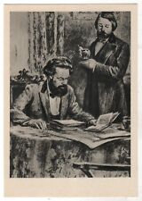 1962 Karl MARX & Friedrich ENGELS at work OLD Soviet Russian Postcard Vintage picture