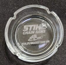 VINTAGE STIHL ASHTRAY EQUIPMENT CHAINSAW MANUFACTURER COLLECTOR GLASS ROUND picture