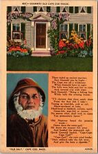 Cape Cod MA-Massachusetts, Old House Doorway, Old Salt & Poem Vintage Postcard picture