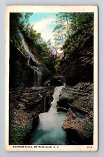 Watkins Glen NY-New York, Rainbow Falls, Antique Vintage c1929 Souvenir Postcard picture