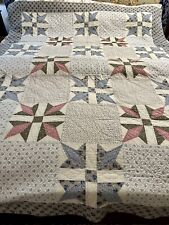 Lot 2 Farmhouse Hand Quilted Patchwork Shoo Fly Turkey Tracks Twin 66x82 w/sham picture