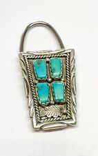 Vintage Zuni Artist Angie C. Cheama Sterling Silver Turquoise Keychain picture