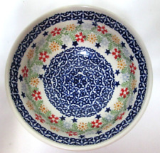 Wiza Boleslawiec Markowska Christmas Polish Pottery bowl handmade Stars Garland picture