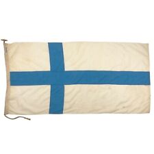 Vintage Nautical Flag Finland Finnish Scandinavian Sewn Old Cloth Textile Art picture