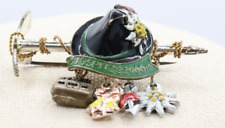 Vintage Zugspitze 2966m Souvenir Enameled German Pick Axe Lapel Pin With Charms picture