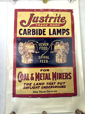 Vintage Justrite Carbide Lamp Coal Mine Advertising Poster on Kodak Paper 30