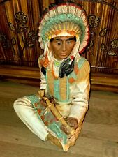 1980 Vintage Universal Statuary Corp #691 Native American Indian Chief w/ Pipe picture