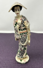 Vintage Asian Woman Figurine Holding Instrument- Resin - High Detail picture
