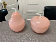 Rare Vanity dishes France Vintage Shapely French Pink Opaline Pear Covered Bowls picture