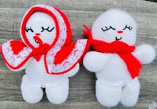 Vintage Snowman Lot of 2 Crocheted 12