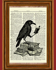 The Raven Edgar Allan Poe Dictionary Art Print Picture Print Victorian Bird Gift picture