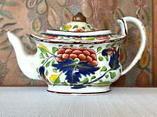 Antique Staffordshire Pearlware Gaudy Dutch Teapot - Grape Pattern picture