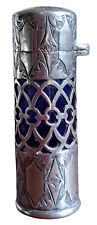 Antique Sterling Silver & cobalt glass PERFUME BOTTLE - George Watson 1902. picture