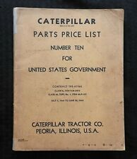 US DEPARTMENT OF DEFENSE 1943 WWII CATERPILLAR D2 D4 D6 TRACTOR PARTS PRICE LIST picture