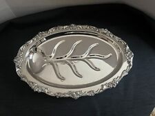 Vintage LUNT Silver Plate Footed Oval Meat Tray w/Well #A-95: 19