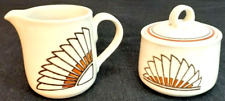 VTG Vernon Ware by Metlox Cream and Sugar with Lid Brown Rust Dinnerware Aztec picture