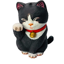 Japanese Lucky Cat, Maneki Neko black 1.6in Japan picture