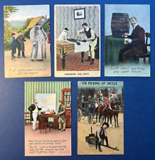 5 Men Humor Greetings Antique Postcards. PUBL: Bamforth. 1909-11 era picture