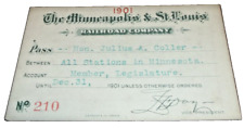 1901 MINNEAPOLIS & ST. LOUIS RAILROAD COMPANY EMPLOYEE PASS #210 M&St.L picture