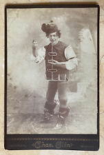 RARE  COLONIAL OPERA HOUSE CASSOPOLIS MICHIGAN ACTOR AS AN ASIAN c1885 PHOTO. picture