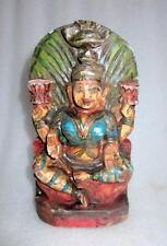 Antique Old Hand Engraved Paint South Indian Goddess Laxmi Figurine Wall Statue picture
