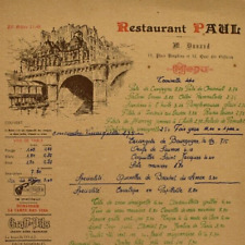1967 Maison Paul Restaurant Menu Place Dauphine Quai Des Orfevres Paris France picture