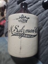 Antique Stoneware M.Salzman Co. Early 1900's 2 Gallon Whisky Jug picture