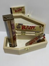 New Wood Coffin RYO Smokers Box with RAW King Size papers, tips, roller, lighter picture
