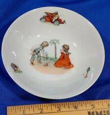 Antique Germany China Porcelain Bowl Kids Playing Garden Car Auto Tree Old Rare picture