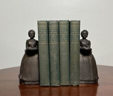 PAIR Antique Walter Baker Cast Iron Baker's Chocolate Lady Bookends Figural Nice picture